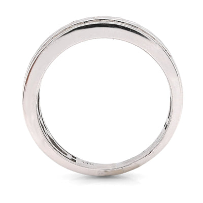 14K White Gold 0.98CT Natural Diamond Round Channel Setting Two Row Men Band Ring - Elite Jewelers - Rings