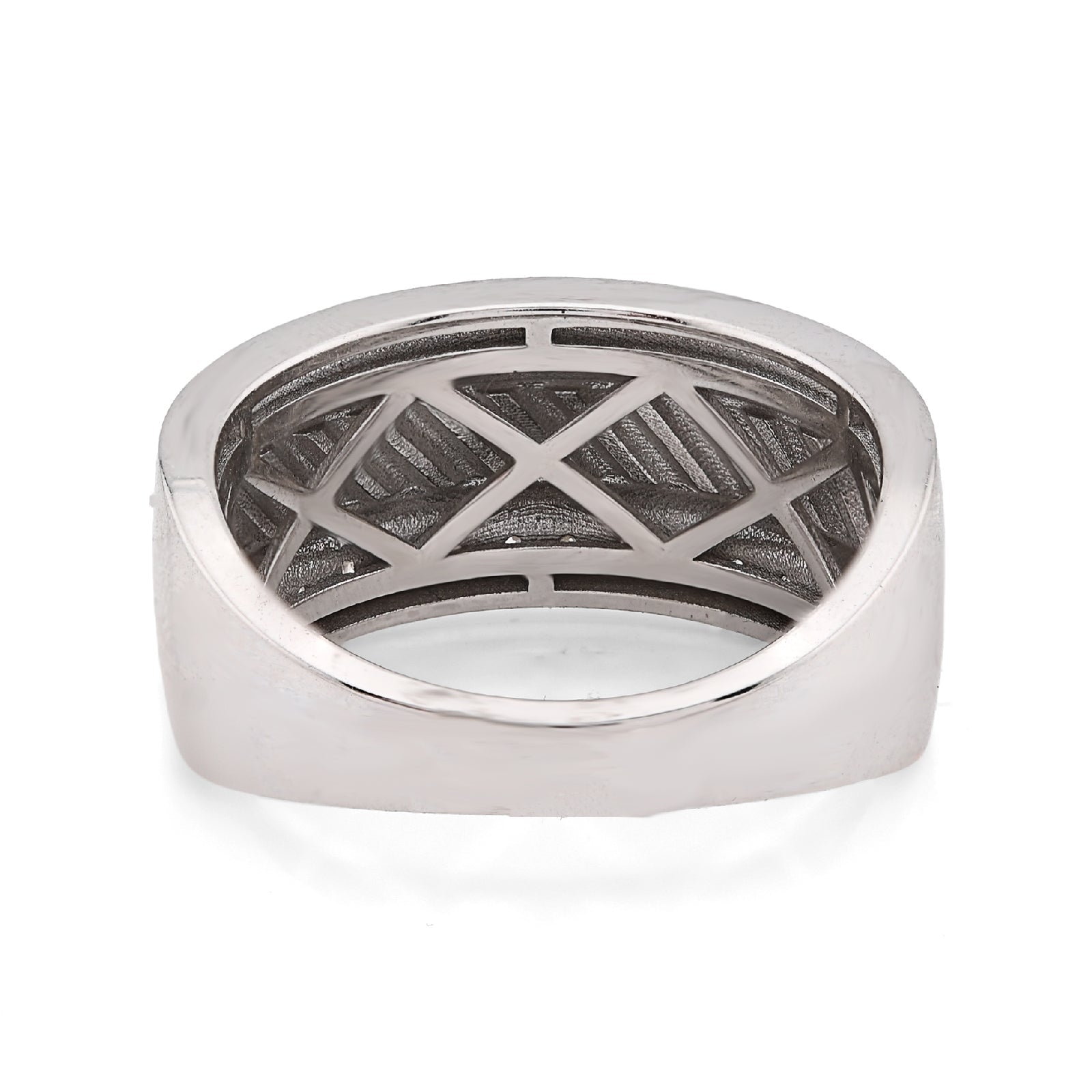 14K White Gold 0.98CT Natural Diamond Round Channel Setting Two Row Men Band Ring - Elite Jewelers - Rings