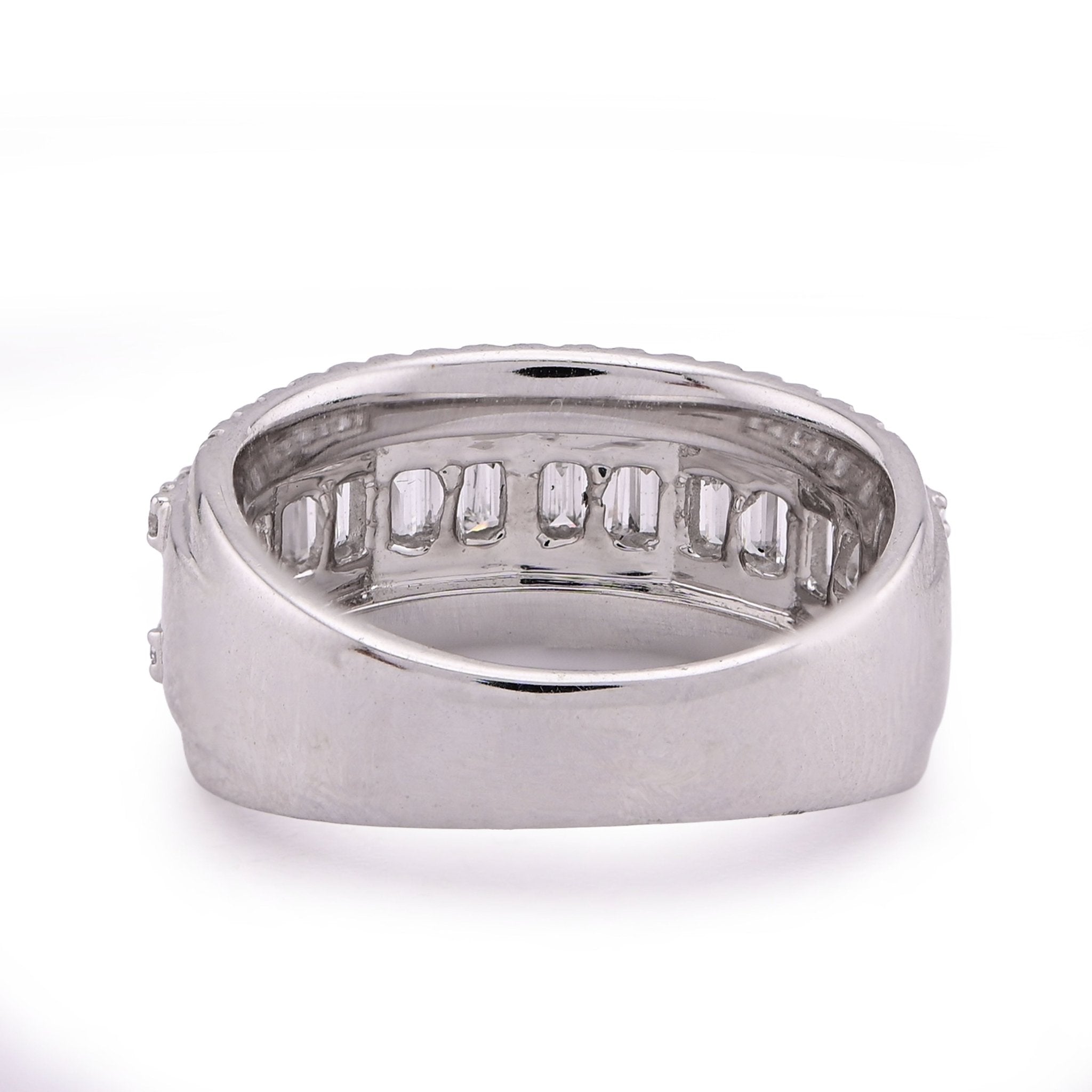 14K White Gold 1.09CT Baguette Centre Row 5 Row Lab Diamond Men Women Ring Band - Elite Jewelers - Rings