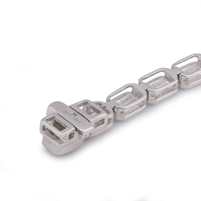 14K White Gold 10CT Emeralad Solitaire Horizontal Link Men Women Lab Diamond Tennis Bracelet 7" - Elite Jewelers-Bracelets
