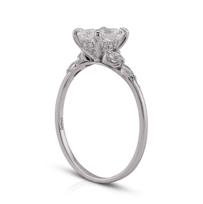 14K White Gold 1.30CT Radiant Centre Round/Marquise Lab Diamond Side Women Ring - Elite Jewelers - Rings
