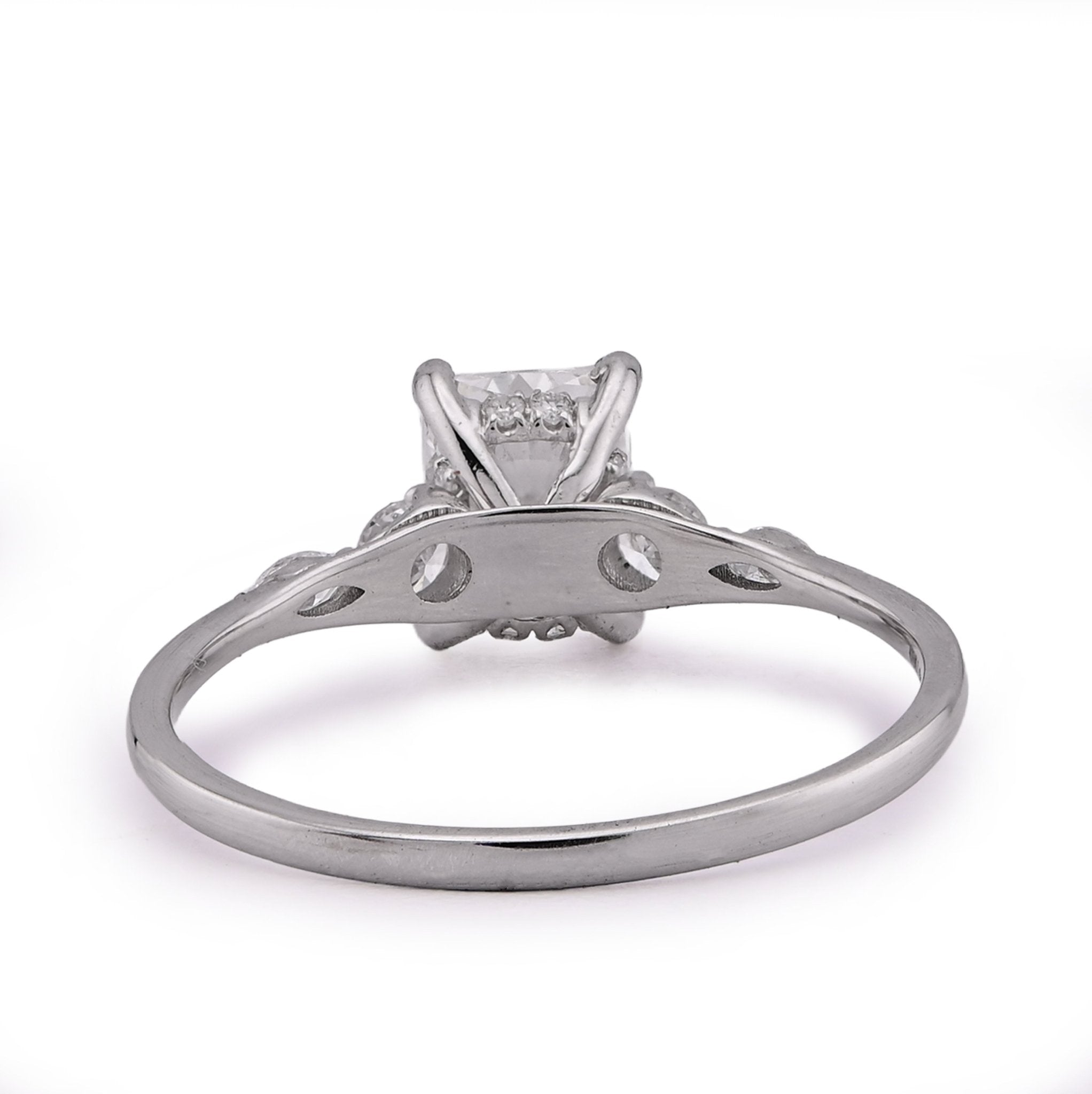 14K White Gold 1.30CT Radiant Centre Round/Marquise Lab Diamond Side Women Ring - Elite Jewelers - Rings