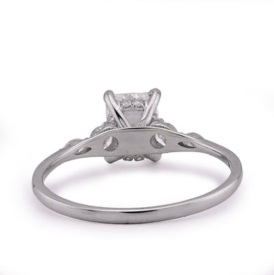 14K White Gold 1.30CT Radiant Centre Round/Marquise Lab Diamond Side Women Ring - Elite Jewelers - Rings