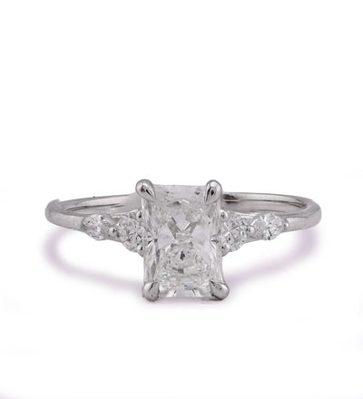 14K White Gold 1.30CT Radiant Centre Round/Marquise Lab Diamond Side Women Ring - Elite Jewelers - Rings