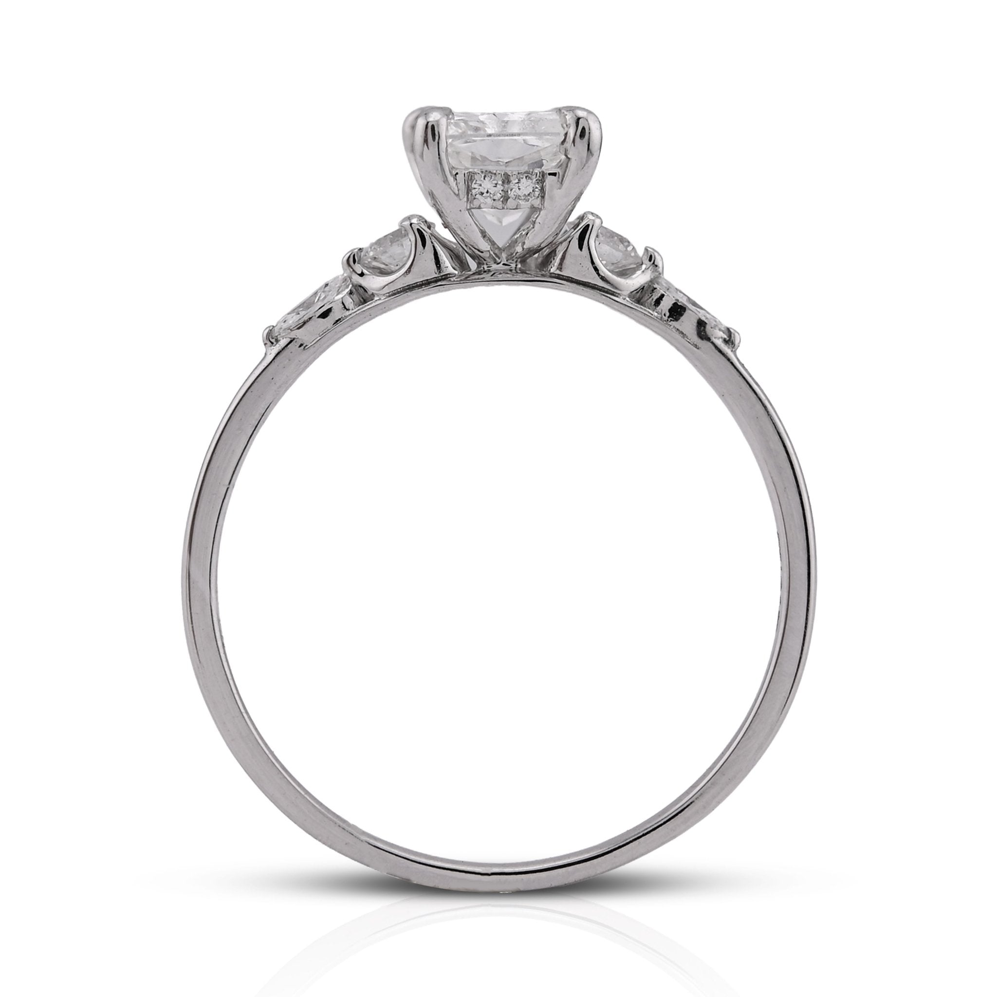 14K White Gold 1.30CT Radiant Centre Round/Marquise Lab Diamond Side Women Ring - Elite Jewelers - Rings