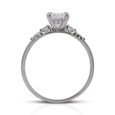 14K White Gold 1.30CT Radiant Centre Round/Marquise Lab Diamond Side Women Ring - Elite Jewelers - Rings