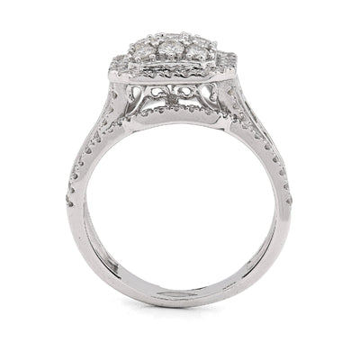 14K White Gold 1.31CT Natural Diamond Octagon Round/Baguette Women Wedding Ring Band - Elite Jewelers - Rings