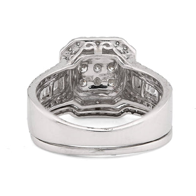14K White Gold 1.31CT Natural Diamond Octagon Round/Baguette Women Wedding Ring Band - Elite Jewelers - Rings