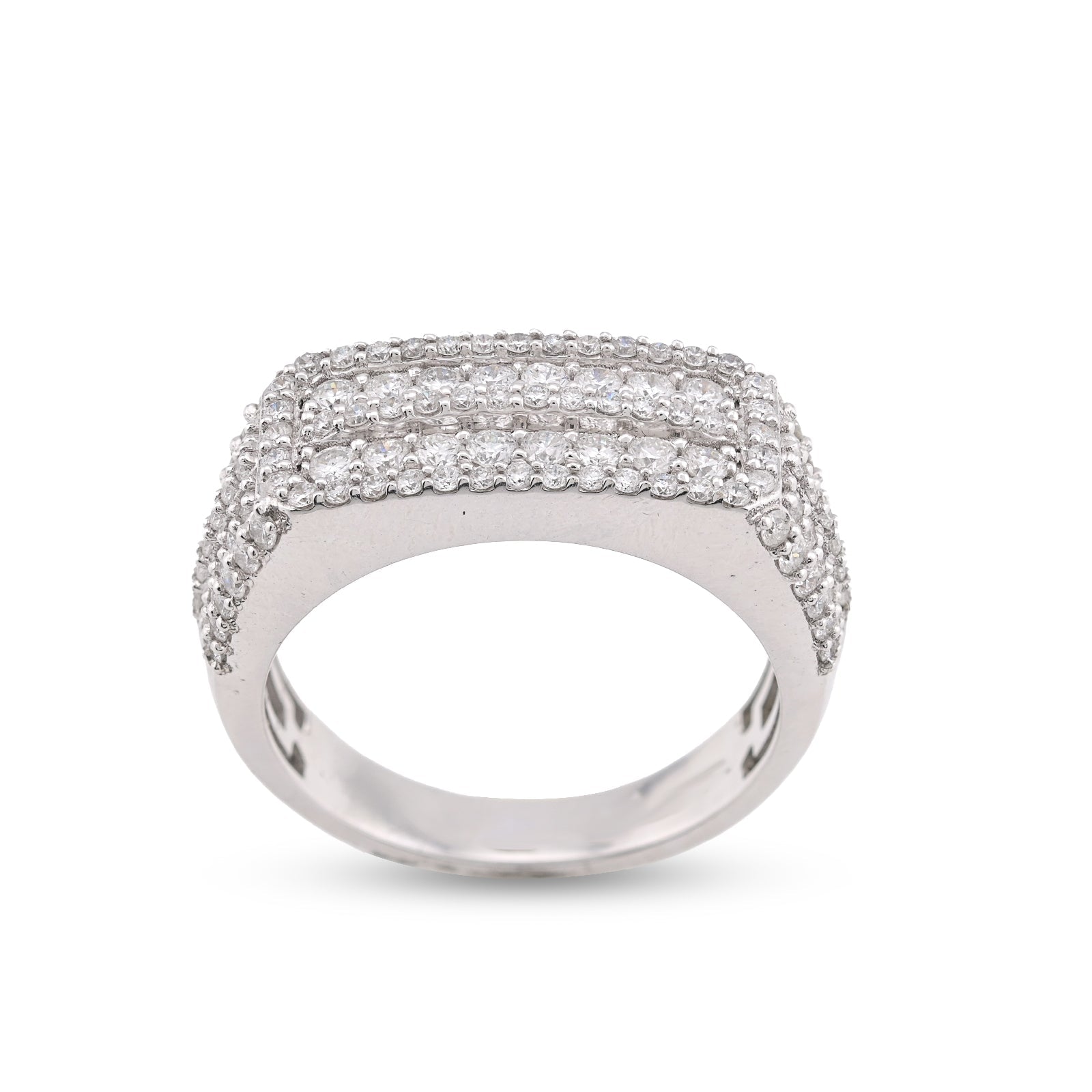 14K White Gold 1.31CT Round Natural Diamond Rectangular Men Ring - Elite Jewelers - Rings
