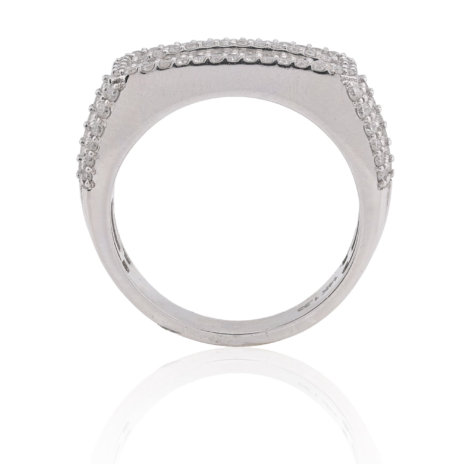 14K White Gold 1.31CT Round Natural Diamond Rectangular Men Ring - Elite Jewelers - Rings
