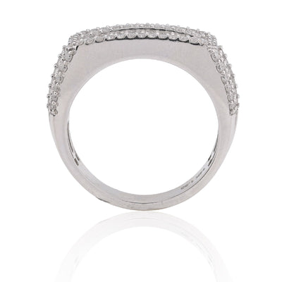 14K White Gold 1.31CT Round Natural Diamond Rectangular Men Ring - Elite Jewelers - Rings