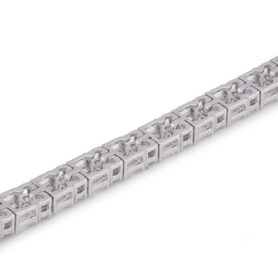 14K WHite Gold 13.75CT Emerald/Round Row Lab Diamond Tennis Bracelet 7" - Elite Jewelers-Bracelets