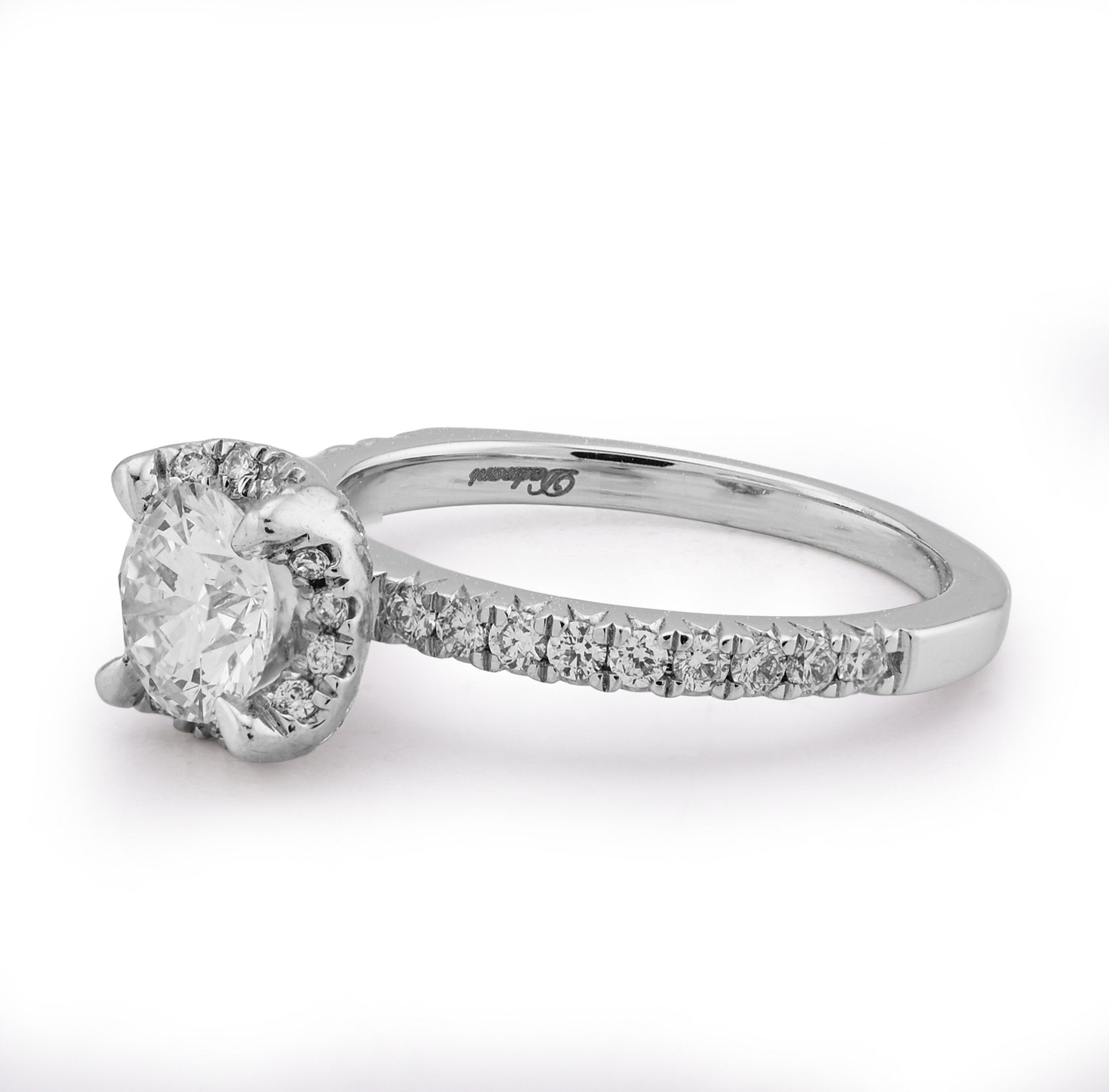 14K White Gold 1.42CT Round Solitaire/Band Lab Diamond Band Women Ring - Elite Jewelers - Rings