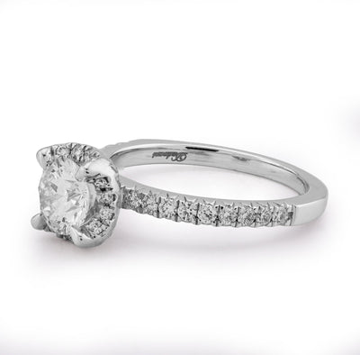 14K White Gold 1.42CT Round Solitaire/Band Lab Diamond Band Women Ring - Elite Jewelers - Rings