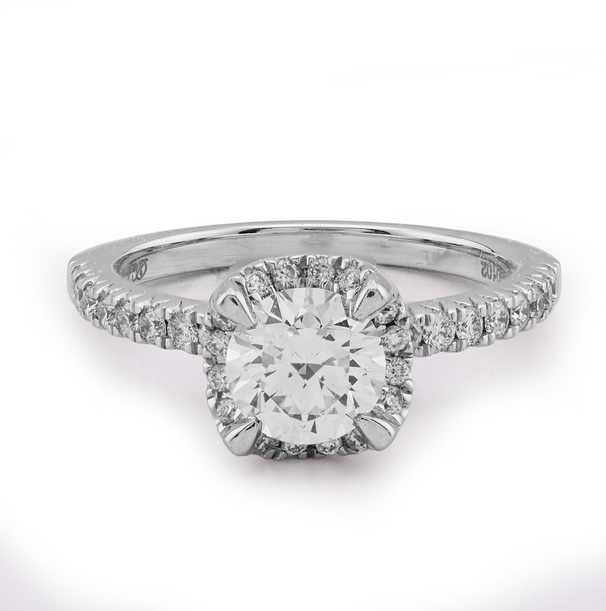 14K White Gold 1.42CT Round Solitaire/Band Lab Diamond Band Women Ring - Elite Jewelers - Rings