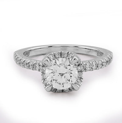 14K White Gold 1.42CT Round Solitaire/Band Lab Diamond Band Women Ring - Elite Jewelers - Rings