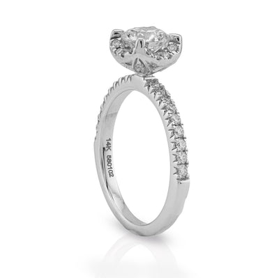14K White Gold 1.42CT Round Solitaire/Band Lab Diamond Band Women Ring - Elite Jewelers - Rings