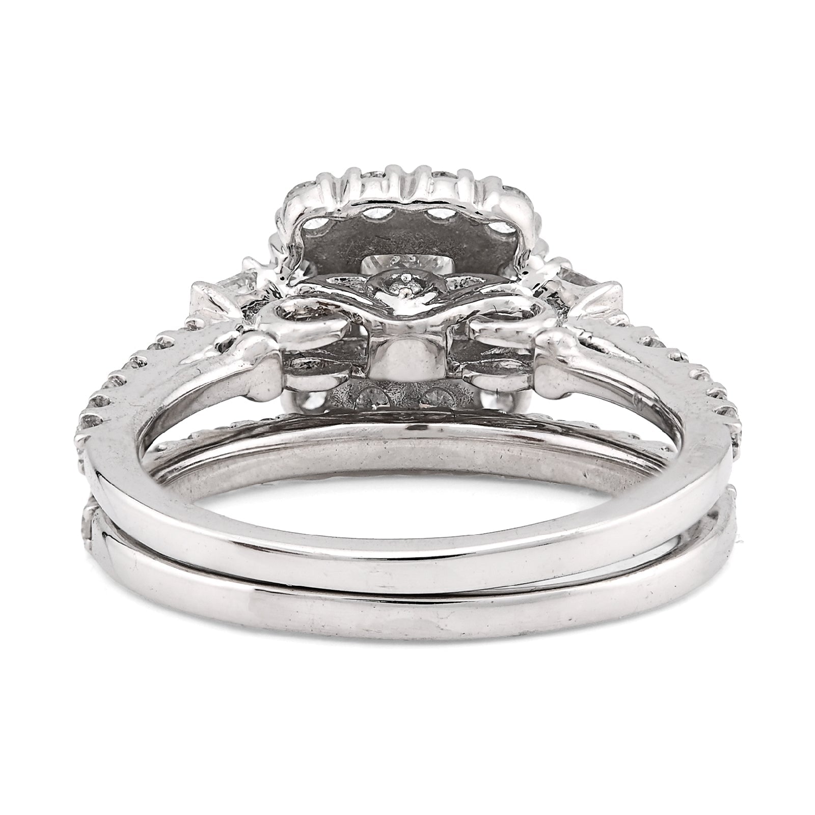 14K White Gold 1.50CT Dolitare/Baguette Natural Diamond Square Women Wedding Ring - Elite Jewelers - Rings