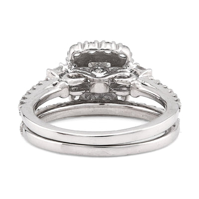 14K White Gold 1.50CT Dolitare/Baguette Natural Diamond Square Women Wedding Ring - Elite Jewelers - Rings