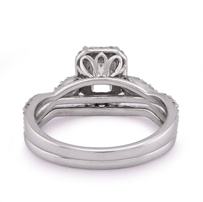 14K White Gold 1.5CT Emerald Centre Infinity Link Side Lab Diamond Women Ring with Band - Elite Jewelers - Rings