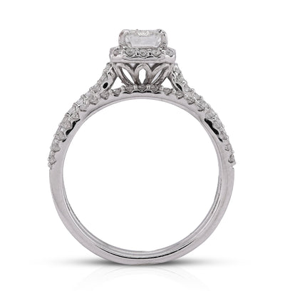 14K White Gold 1.5CT Emerald Centre Infinity Link Side Lab Diamond Women Ring with Band - Elite Jewelers - Rings