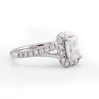 14K White Gold 1.5CT Emerald Centre Side Iced Designer Women Lab Diamond Ring - Elite Jewelers - Rings