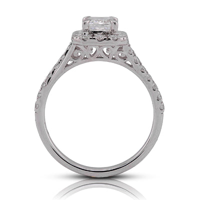 14K White Gold 1.5CT Emerald Centre Side Iced Designer Women Lab Diamond Ring - Elite Jewelers - Rings