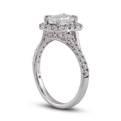 14K White Gold 1.5CT Emerald Centre Side Iced Designer Women Lab Diamond Ring - Elite Jewelers - Rings