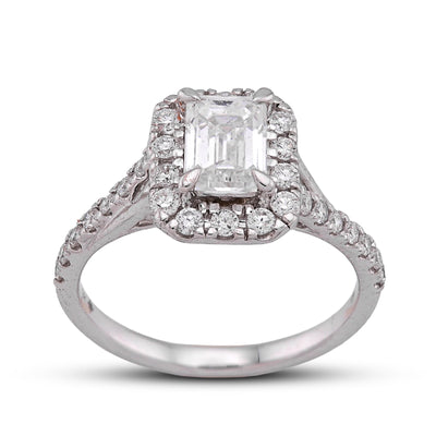 14K White Gold 1.5CT Emerald Centre Side Iced Designer Women Lab Diamond Ring - Elite Jewelers - Rings