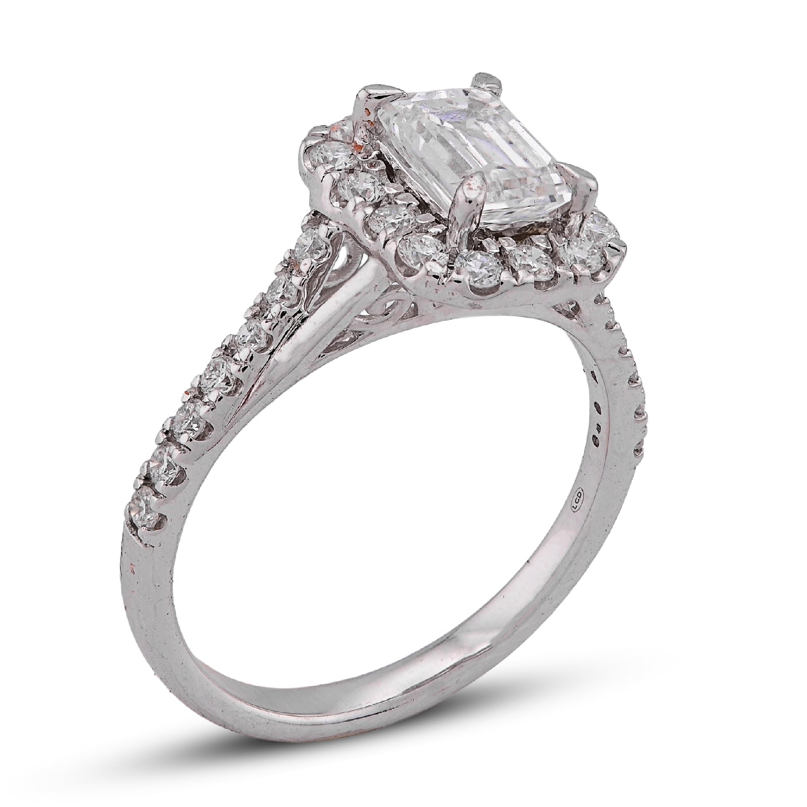 14K White Gold 1.5CT Emerald Centre Side Iced Designer Women Lab Diamond Ring - Elite Jewelers - Rings