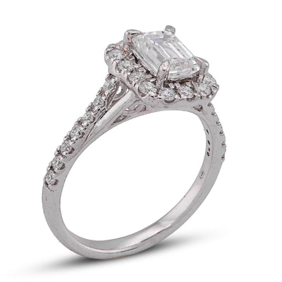 14K White Gold 1.5CT Emerald Centre Side Iced Designer Women Lab Diamond Ring - Elite Jewelers - Rings