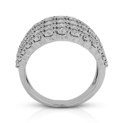 14K White Gold 1.5CT Natural Multi - Row Women Diamond Ring - Elite Jewelers - Rings
