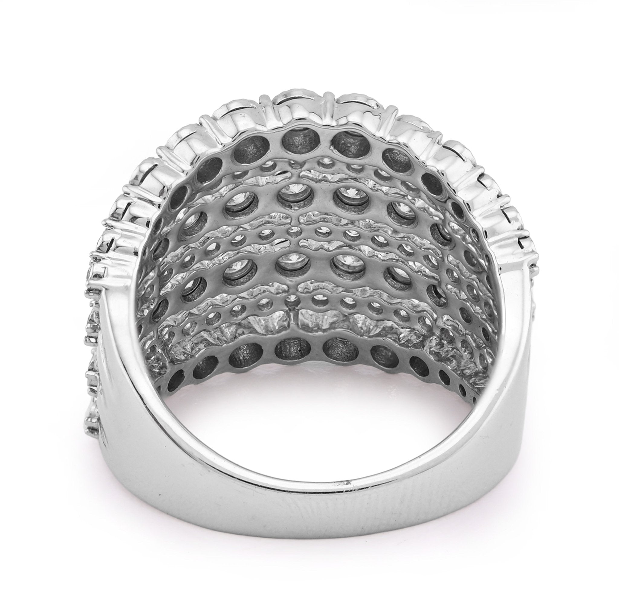 14K White Gold 1.5CT Natural Multi - Row Women Diamond Ring - Elite Jewelers - Rings