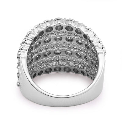 14K White Gold 1.5CT Natural Multi - Row Women Diamond Ring - Elite Jewelers - Rings