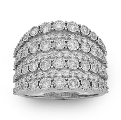 14K White Gold 1.5CT Natural Multi - Row Women Diamond Ring - Elite Jewelers - Rings