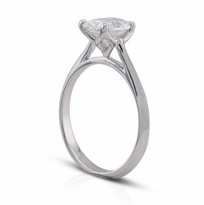 14K White Gold 1.5CT Oval Solitaire Centre Lab Diamond Women Ring - Elite Jewelers - Rings