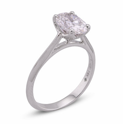 14K White Gold 1.5CT Oval Solitaire Centre Lab Diamond Women Ring - Elite Jewelers - Rings