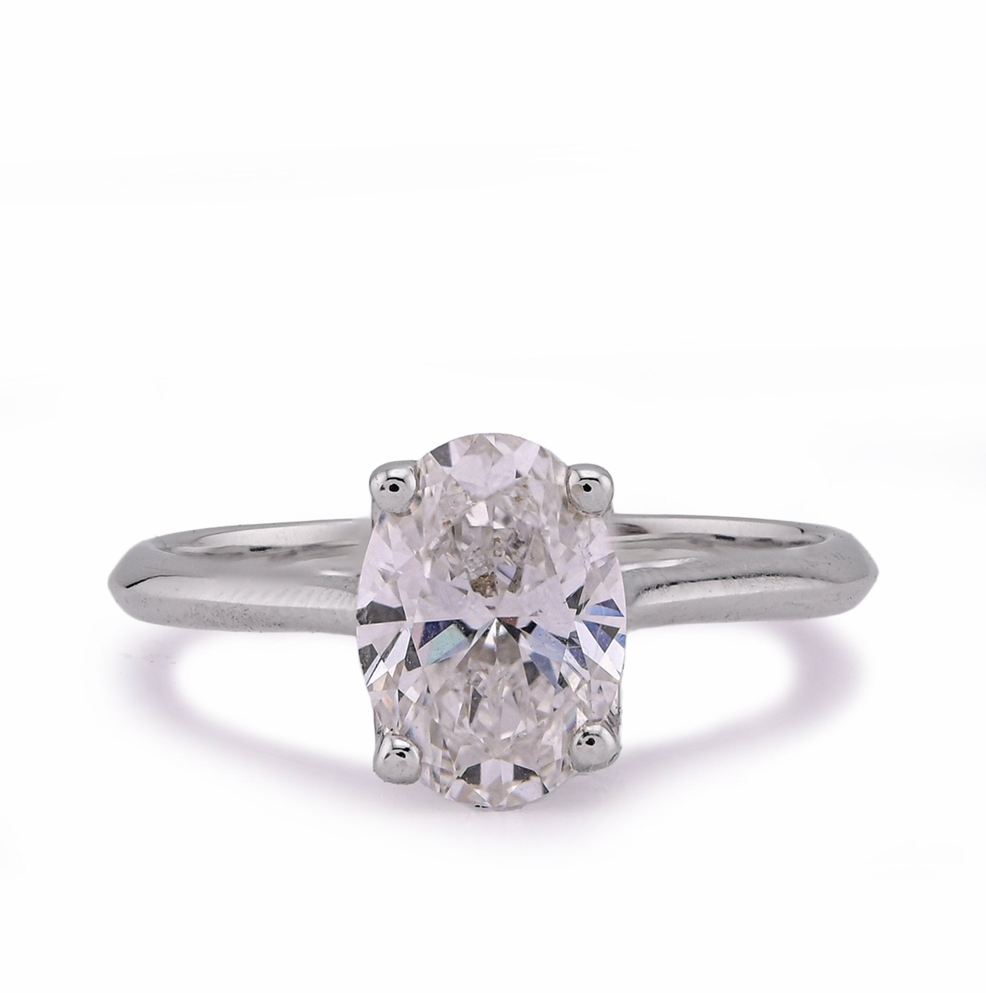 14K White Gold 1.5CT Oval Solitaire Centre Lab Diamond Women Ring - Elite Jewelers - Rings