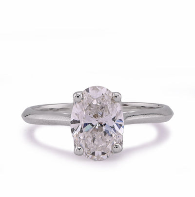 14K White Gold 1.5CT Oval Solitaire Centre Lab Diamond Women Ring - Elite Jewelers - Rings