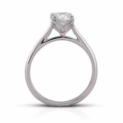 14K White Gold 1.5CT Oval Solitaire Centre Lab Diamond Women Ring - Elite Jewelers - Rings