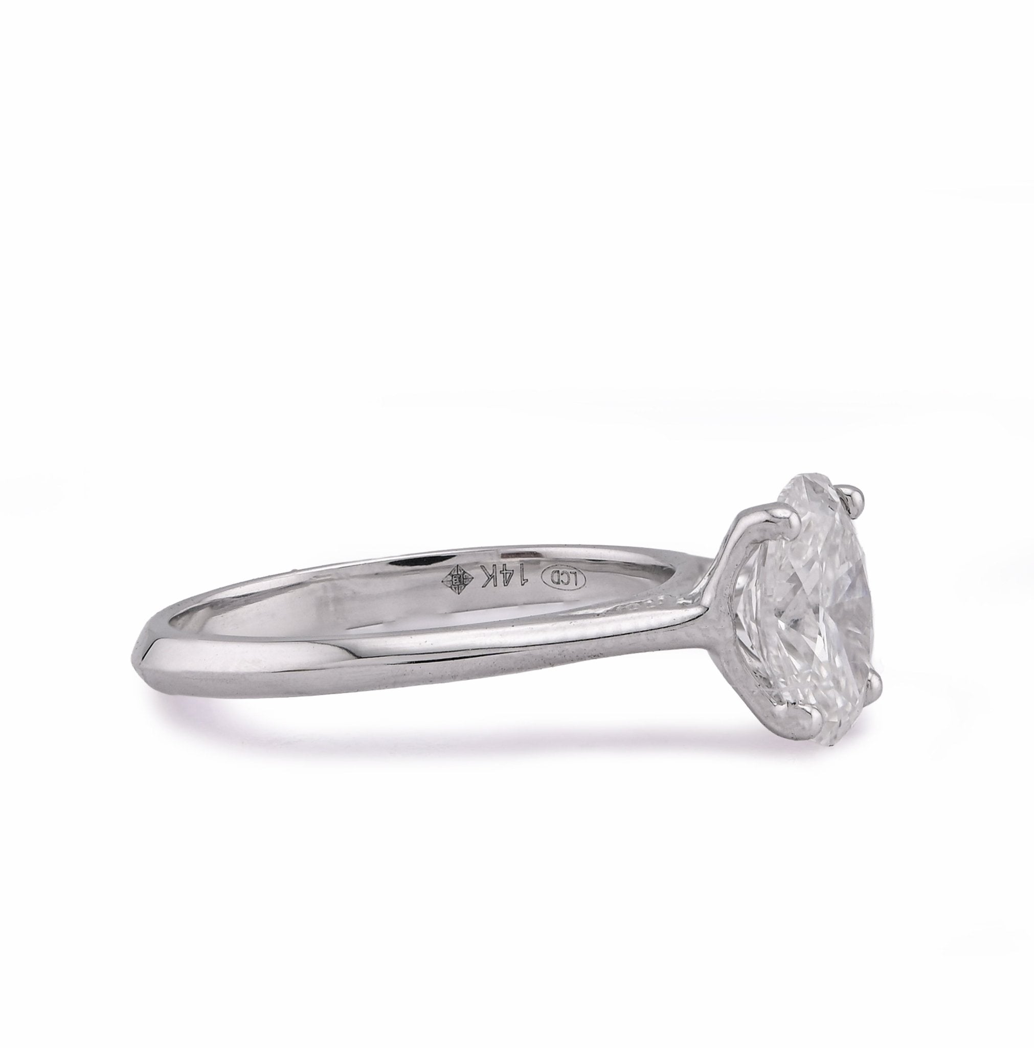 14K White Gold 1.5CT Oval Solitaire Centre Lab Diamond Women Ring - Elite Jewelers - Rings