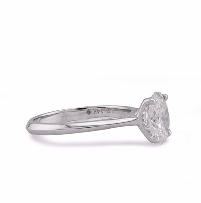 14K White Gold 1.5CT Oval Solitaire Centre Lab Diamond Women Ring - Elite Jewelers - Rings