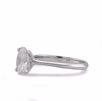 14K White Gold 1.5CT Oval Solitaire Centre Lab Diamond Women Ring - Elite Jewelers - Rings