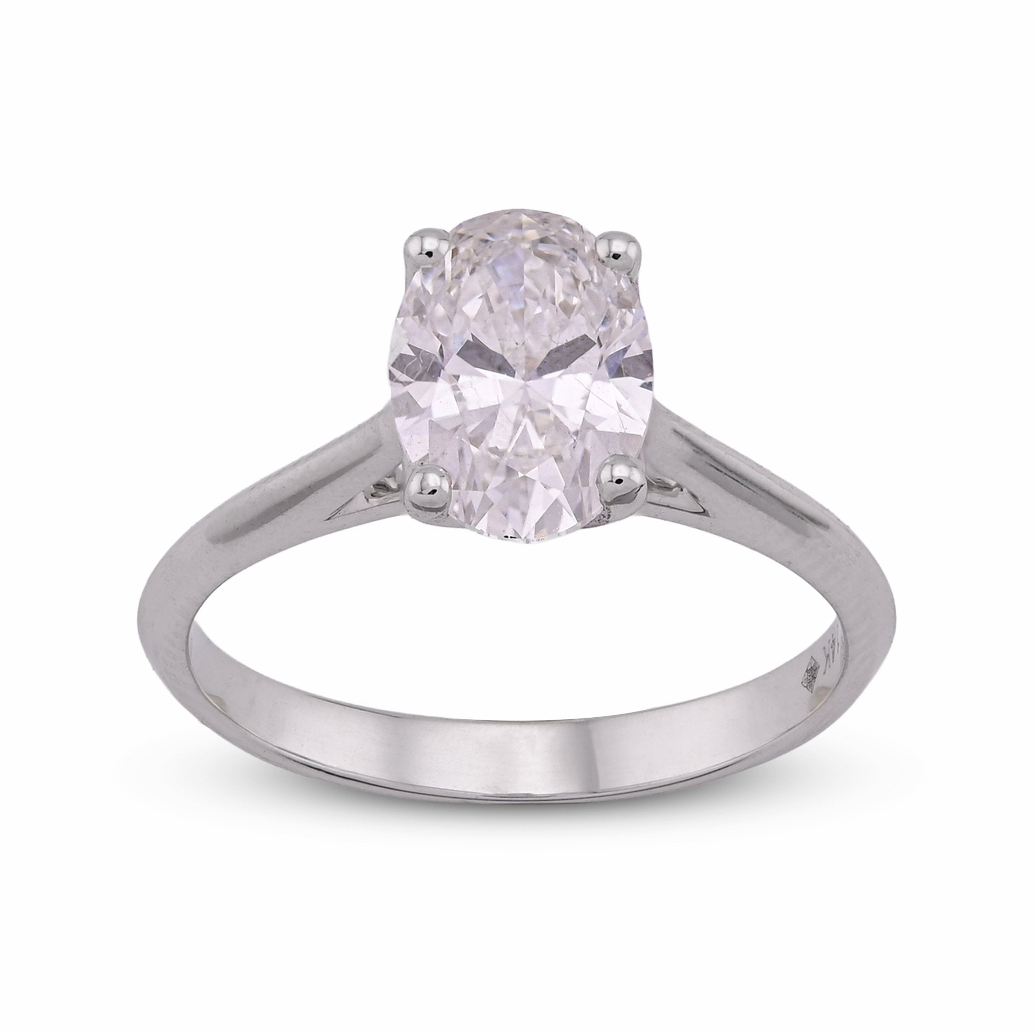 14K White Gold 1.5CT Oval Solitaire Centre Lab Diamond Women Ring - Elite Jewelers - Rings