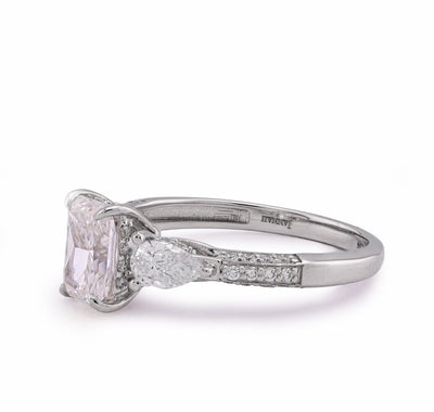 14K White Gold 1.64CT Centre Solitaire Radiant Pear/Round Side Lab Diamond Women Ring - Elite Jewelers - Rings