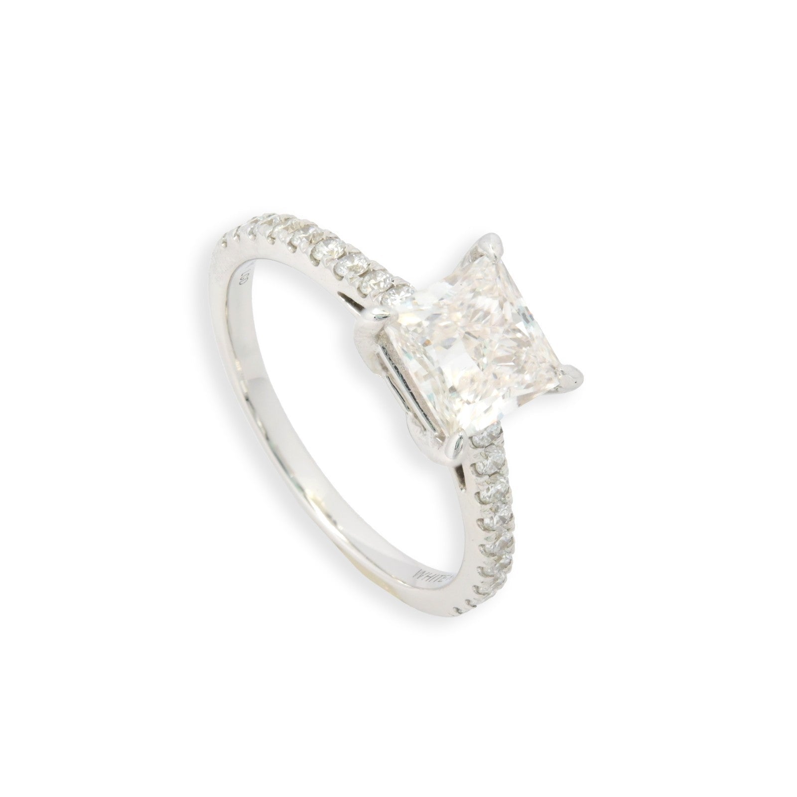 14k White Gold 1.79CTW Lab Grown Princess Cut Solitaire Diamond Womens S7 Ring - Elite Jewelers - Rings