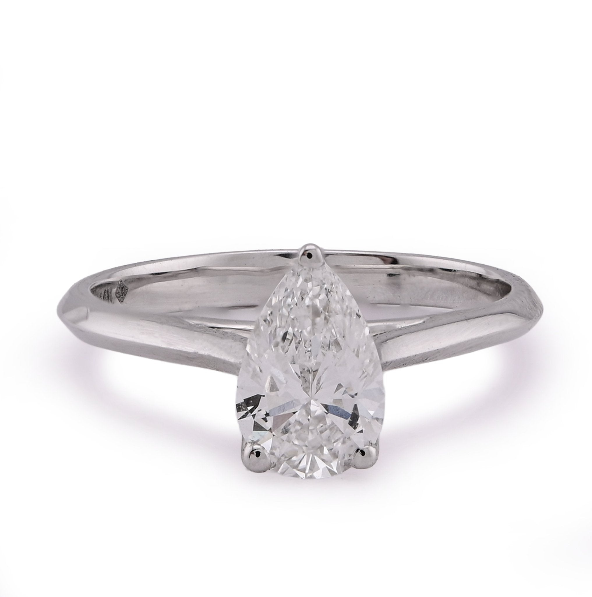14K White Gold 1CT Centre Pear/Tear Drop Lab Diamond Women Ring - Elite Jewelers - Rings