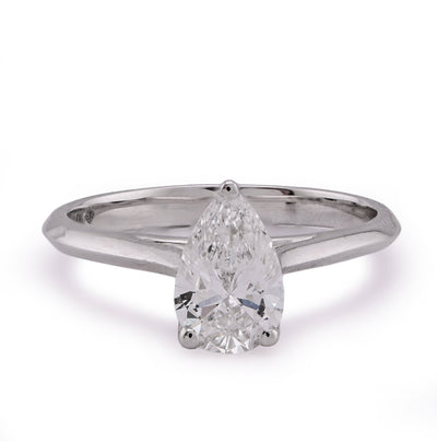 14K White Gold 1CT Centre Pear/Tear Drop Lab Diamond Women Ring - Elite Jewelers - Rings