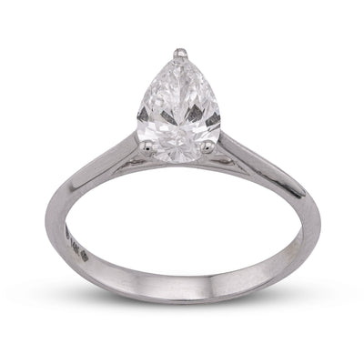 14K White Gold 1CT Centre Pear/Tear Drop Lab Diamond Women Ring - Elite Jewelers - Rings
