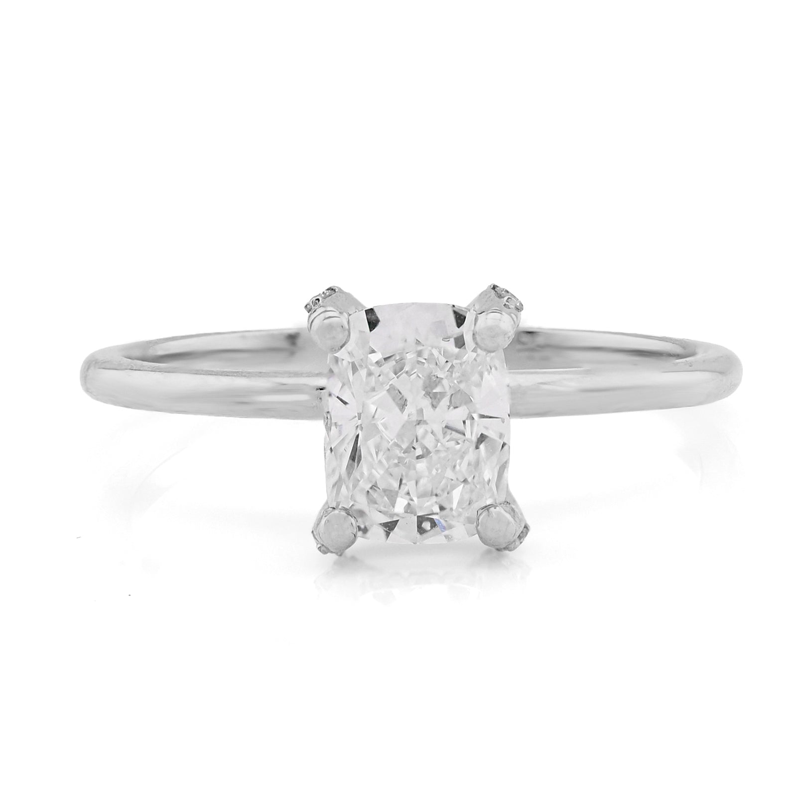 14K White Gold 1CT Cushion Solitaire Lab Diamond Women Wedding Ring - Elite Jewelers - Rings